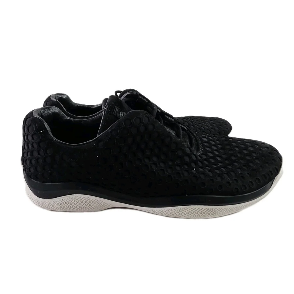 Prada Calzature Donna Black Seude Trainer Sneakers Woman's Size 36.5 - Picture 1 of 7